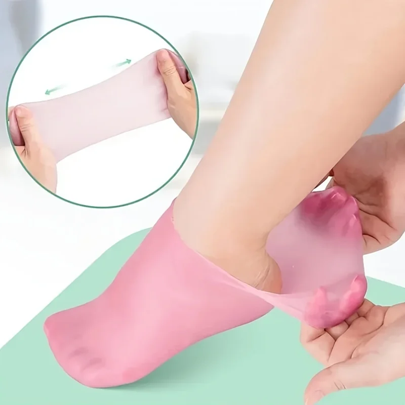 2 Pack Silicone Moisturizing Foot Socks for Cracked Feet, Foot Spa Treatment Socks Moisturizing Gel Socks 4