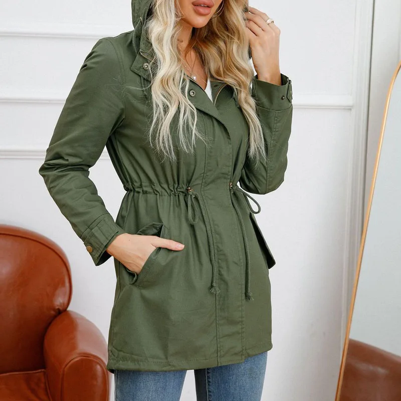 

Women's loose cotton casual windbreaker jacket