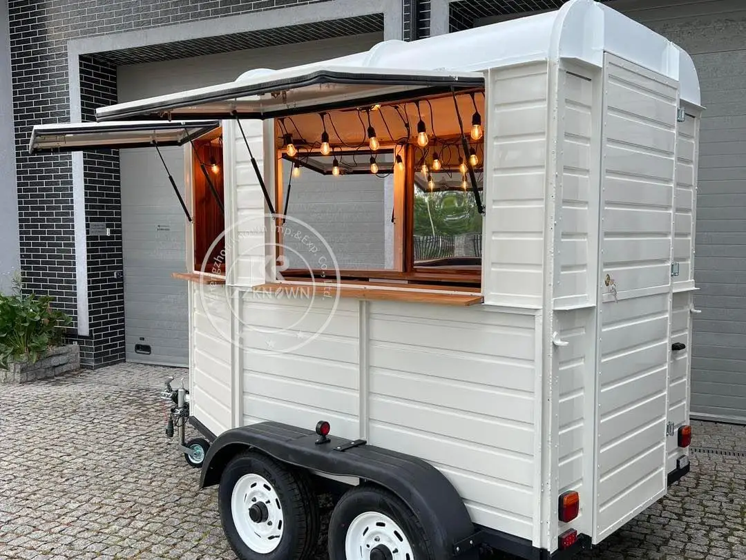 Horse Box Food Cart Mobile Food Truck Concession Catering Trailer Coffee Kiosk Ice Cream Hot Dog Cart With Full Kitchen Pizza ireland common use fast food trailer with al ko torsion axle mobile eu standard food cart french catering truck with vin