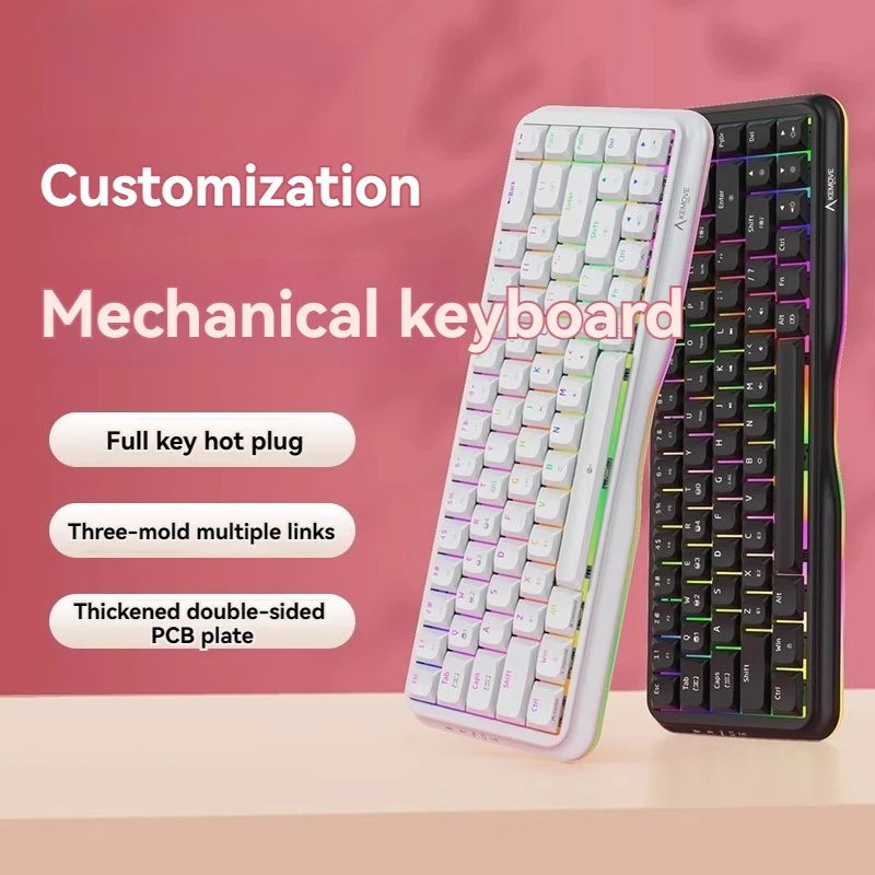 

MiFuny Беспроводная механическая клавиатура, Офисная игровая клавиатура RGB, полноцветная подсветка, Несколько соединений, плавная и без задержек