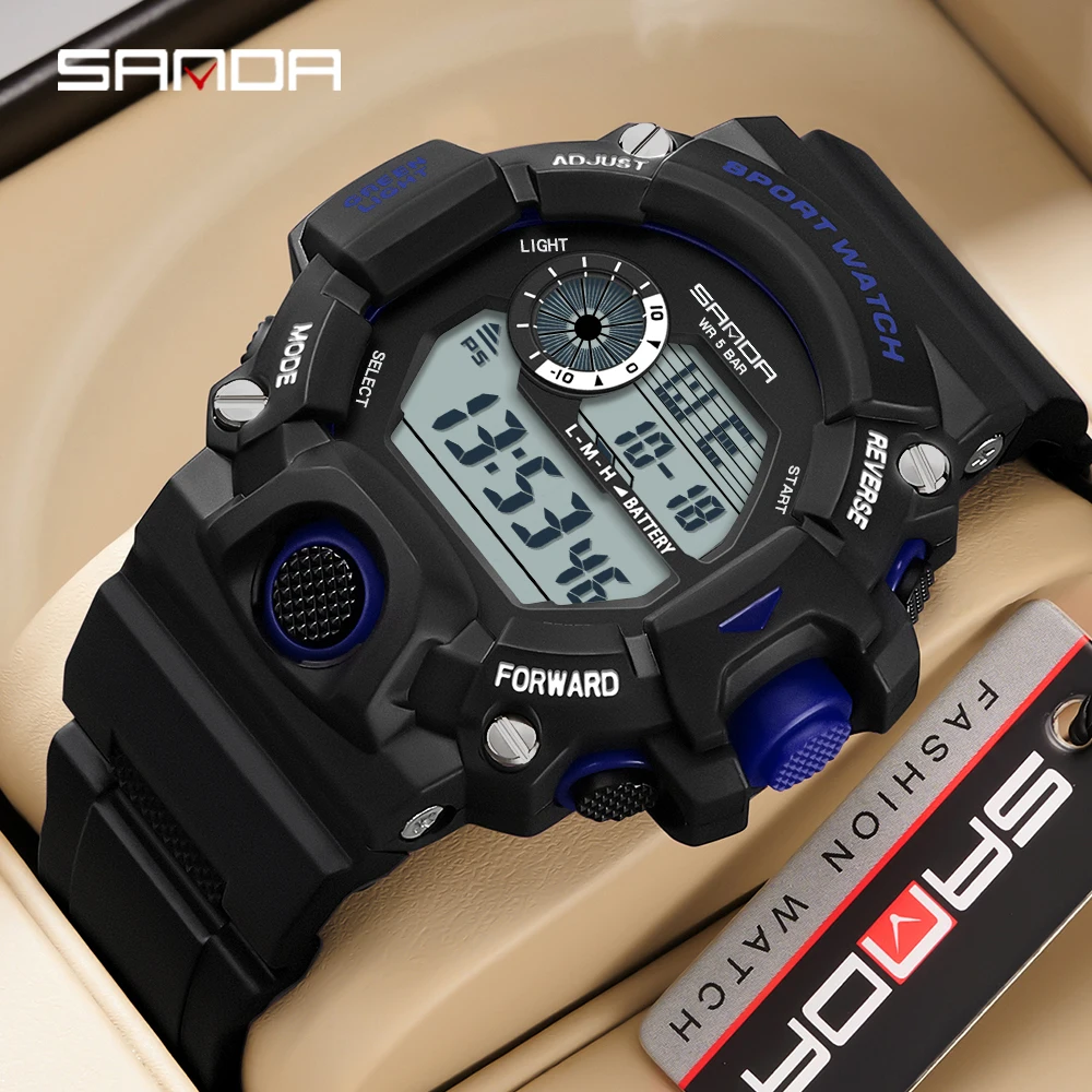 Sanda 326 New Arrival Of 2023 Electronic Digital Movement Luminous Led Display Dial Outdoor Sports Waterproof Men Wrist Watch new arrival underground metal detector parts md 4030 gold detector waterproof search coil