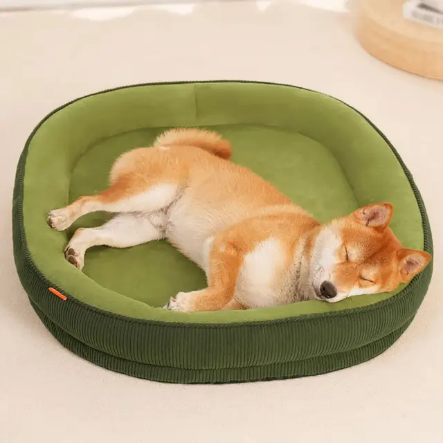Corduroy Dog Bed Removable Washable Dogs Mat Winter Thickened Warmth Dogs Pad Soft Plush Anti-slip Pet Sofa Bed Dog Accessories 2