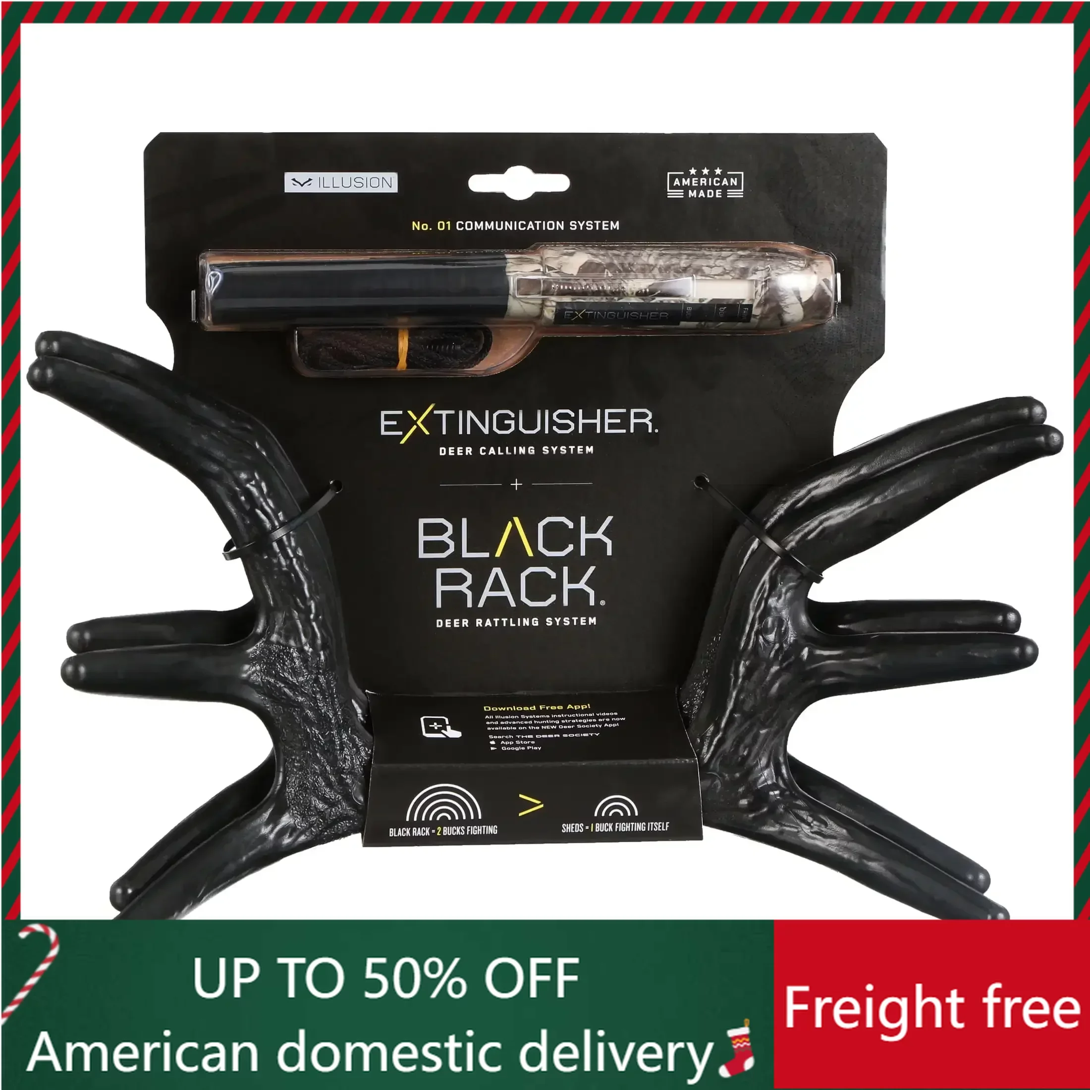 

Extinguisher Deer Call (CAMO) & Black Rack Combo - #1 Rated Calling Package Freight Free For Hunting Acessories Equipment Sports