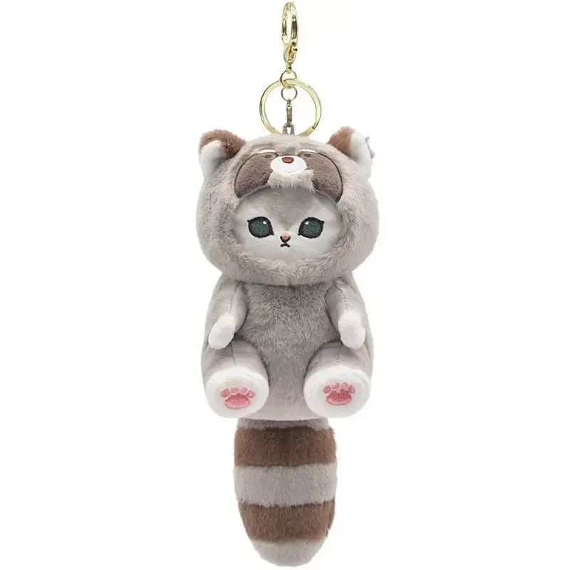 Cute dress-up Raccoon Shark Cat Plush Dolls Keychain Pendants Couple Hanging Ornaments