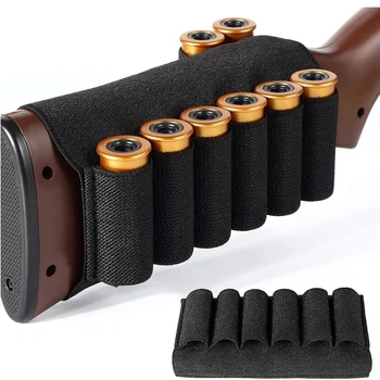 Accessorio per Caccia e Airsoft, Portacartucce da 6+2 Colpi Montato sul Fusto, Porta Munizioni Tattico per Calibro 12 e 20