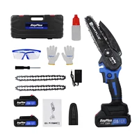 Cordless Chainsaw 6 Inch, Battery Powered Mini Chainsaw, Portable Handheld Chainsaw for Gardening Pruning, 2 Batteries 1