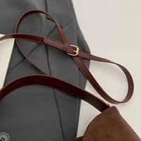 Fashion Autumn Winter Big Boston Tote Soft Matte Suede Cow Leather Women's Handbag Shoulder Crossbody Bag For Women Grey Brown - Image 6