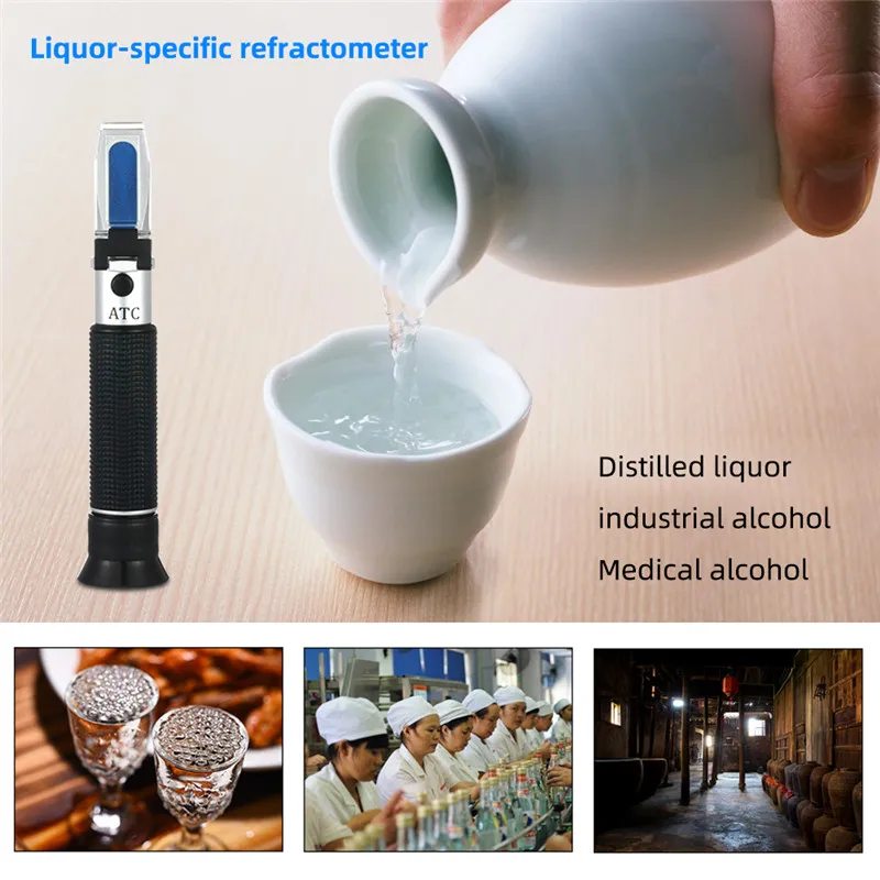 VResourcing Handheld Alcohol Refractometer, 0~80% Alcohol Content Measurement  Tool Tester for Spirits Distilled Ethanol with Water like Whi