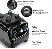 3HP 2200W сверхмощный коммерческий блендер, измельчитель, миксер, соковыжималка, кухонный комбайн, ледяные смузи — изображение 4