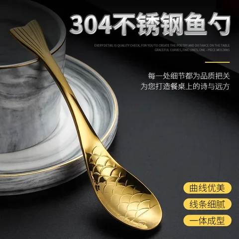 

304 Stainless steel spoon mini dessert coffee honey cooking spoons small korean children gold soup spoon set kitchen accessories