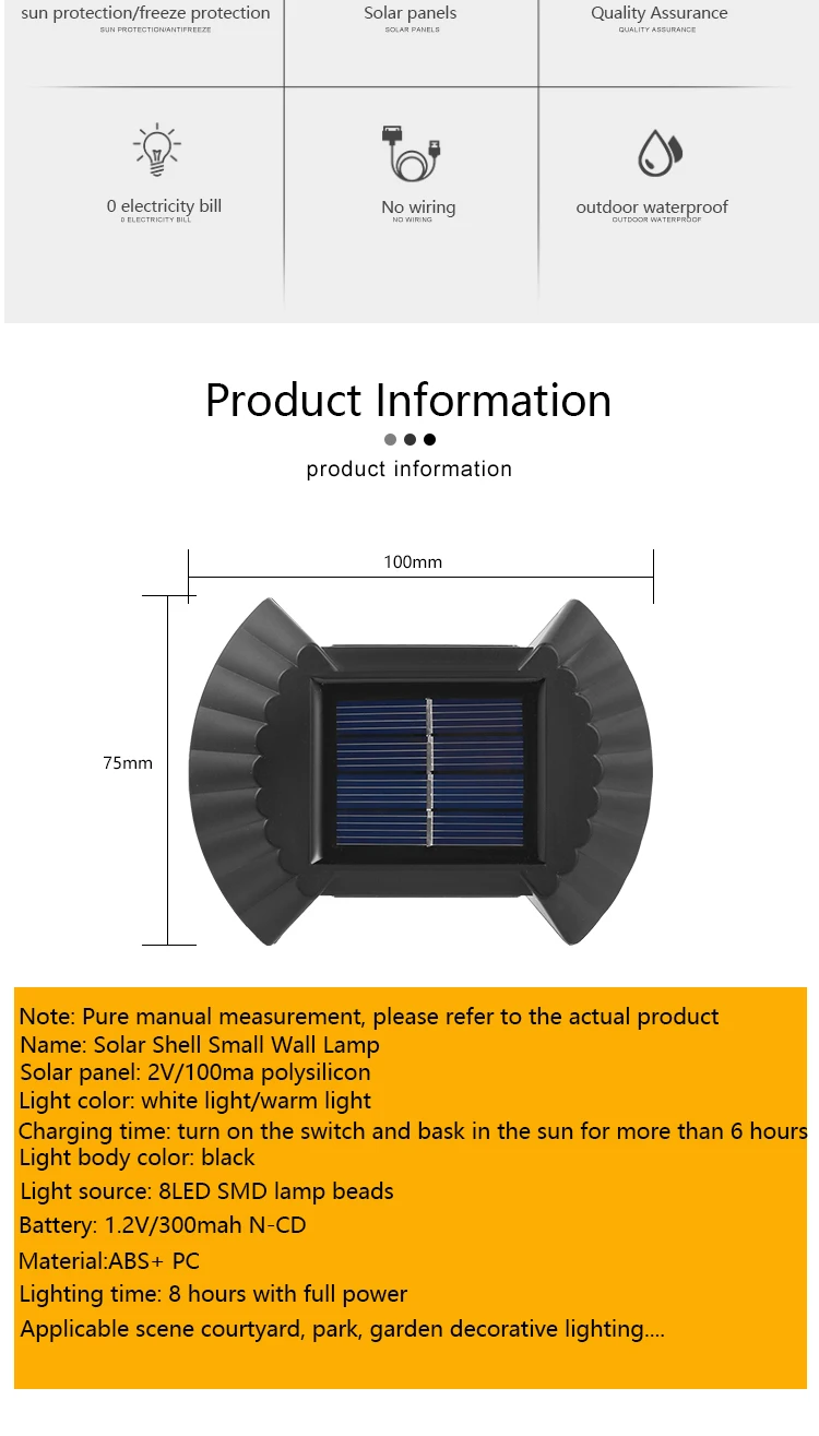 Outdoor Waterproof Solar Wall Light Balcony Wall Light Courtyard Street Landscape Garden Decorative Light Solar Wall Light. solar garden lights decorative