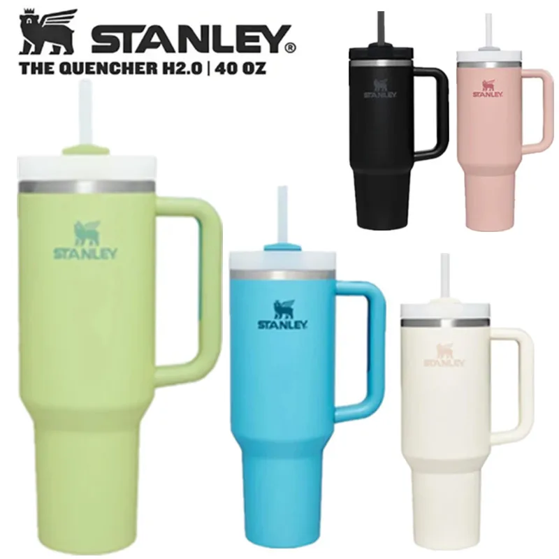 Stanley Quencher 뚜껑이 있는 스테인레스 스틸 진공 단열 텀블러, 물 냉온, 빨대 직송, 30 oz, 40oz, 플로우 스테이트, H2.0