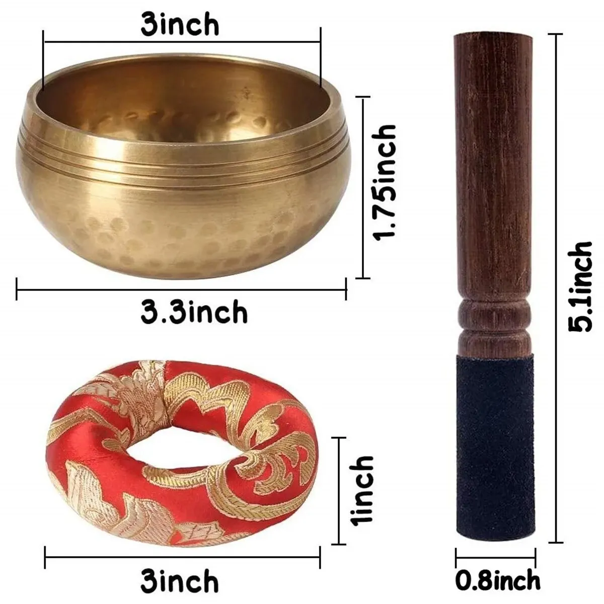 Tibetan Singing Bowl Set Sound Bowl Meditation Bowl Unique Gift Helpful for Meditation Yoga Stress Relief