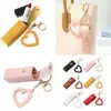 Portable Leather Lipstick Bag Makeup Pouch Lip Balm Bag Keychain Holder Lipsticks Protective Cover With Mirror 2