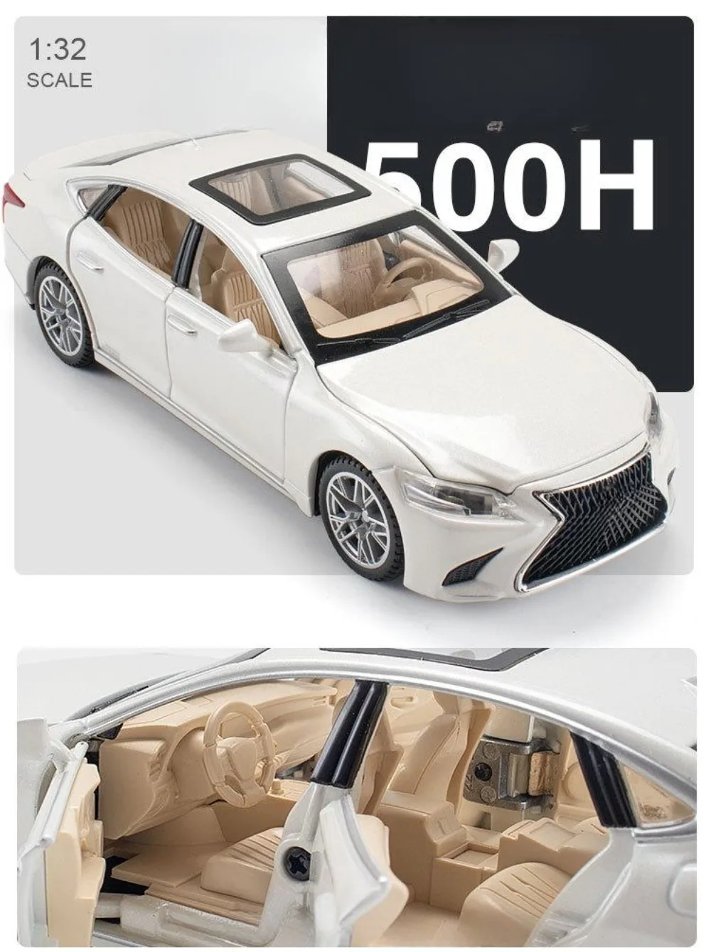 1/32 Lexus LS500H Alloy Car Toy Model Diecast Sound Light Pull