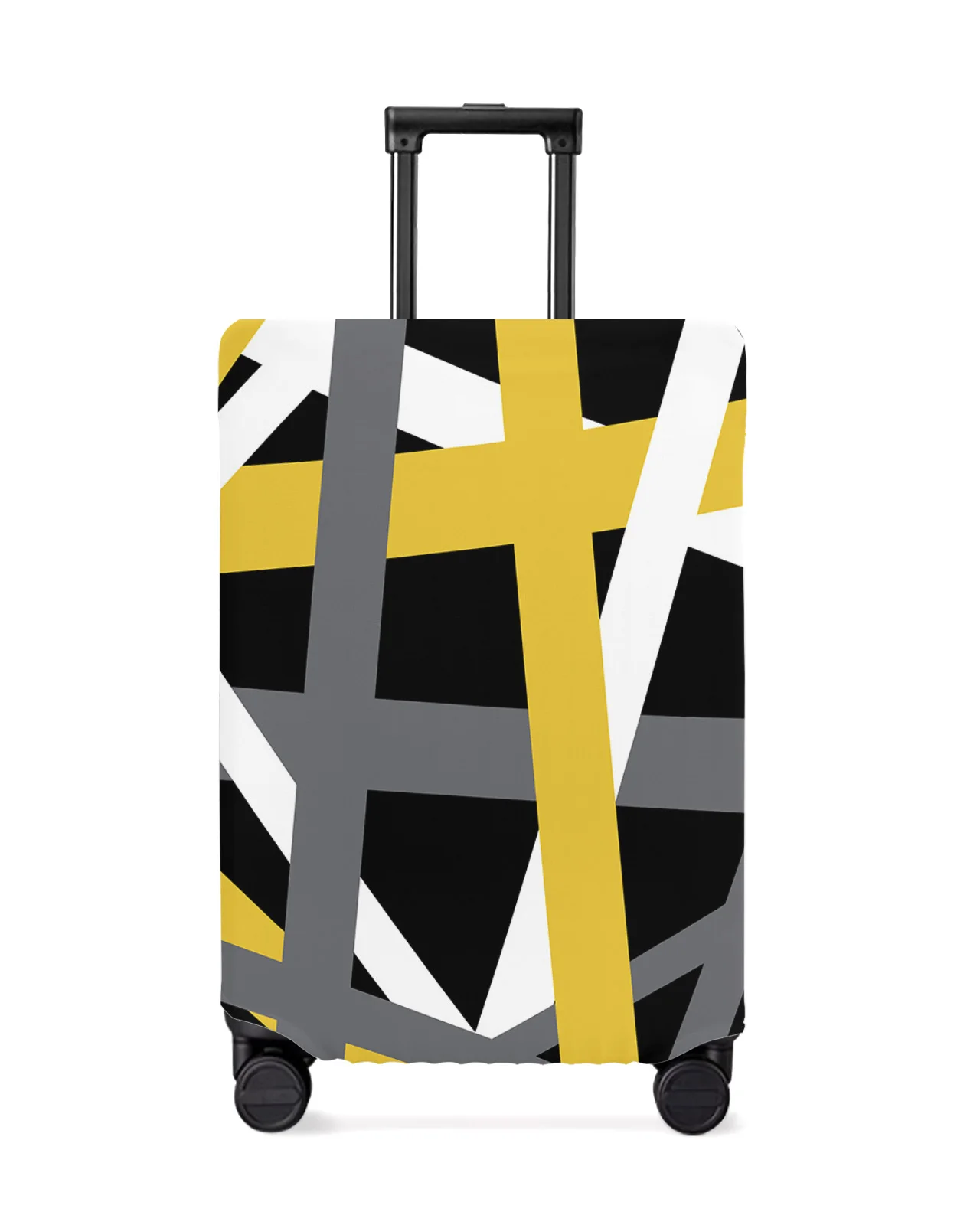 

Yellow Gray Geometric Lines Abstract Luggage Cover Stretch Baggage Protector Dust Cover for 18-32 Inch Travel Suitcase Case