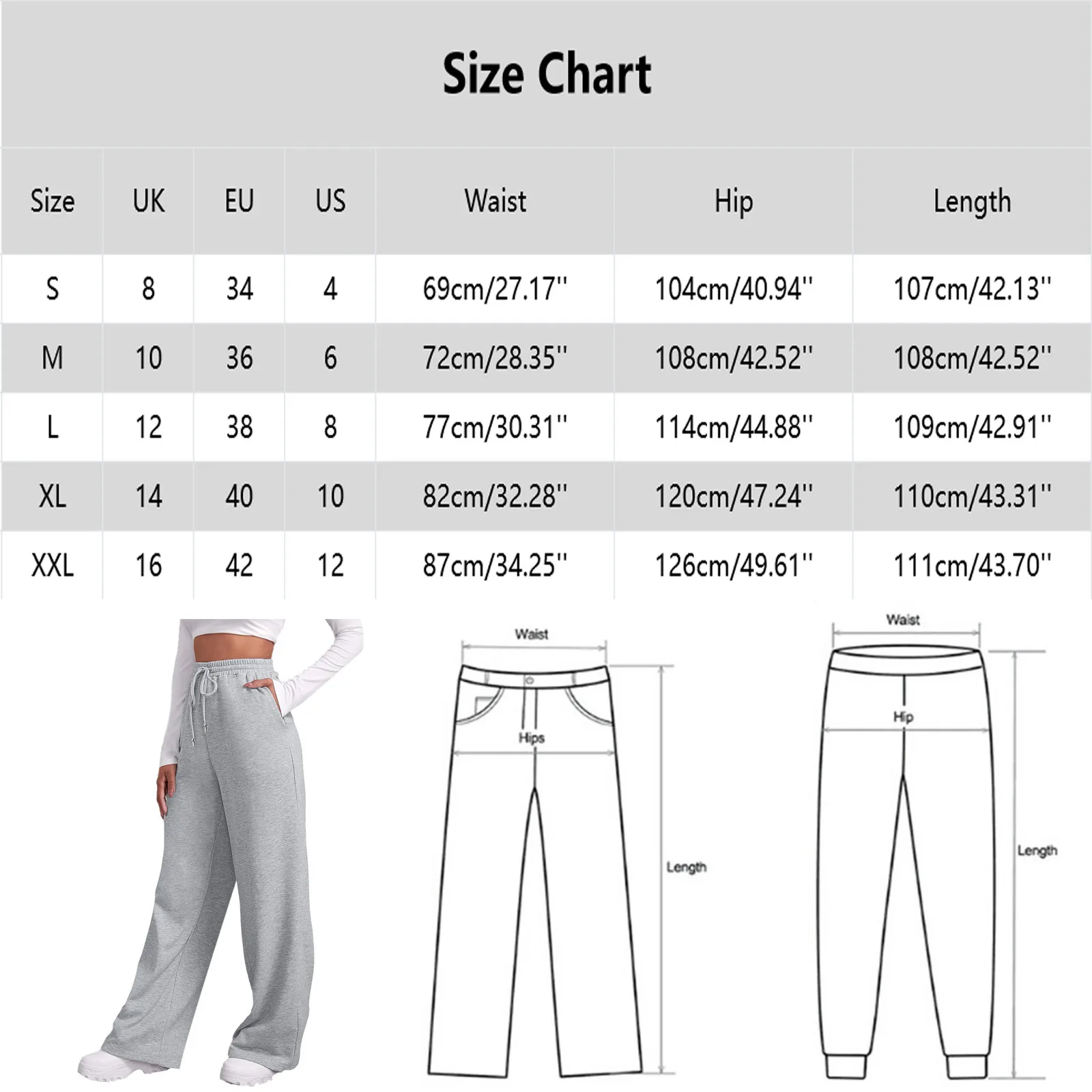 Wide Leg Pants For Women’S Fleece Lined Sweatpants Straight Pants Bottom All-Math Fitness Joggers Travel Basic Pants 2023 images - 6