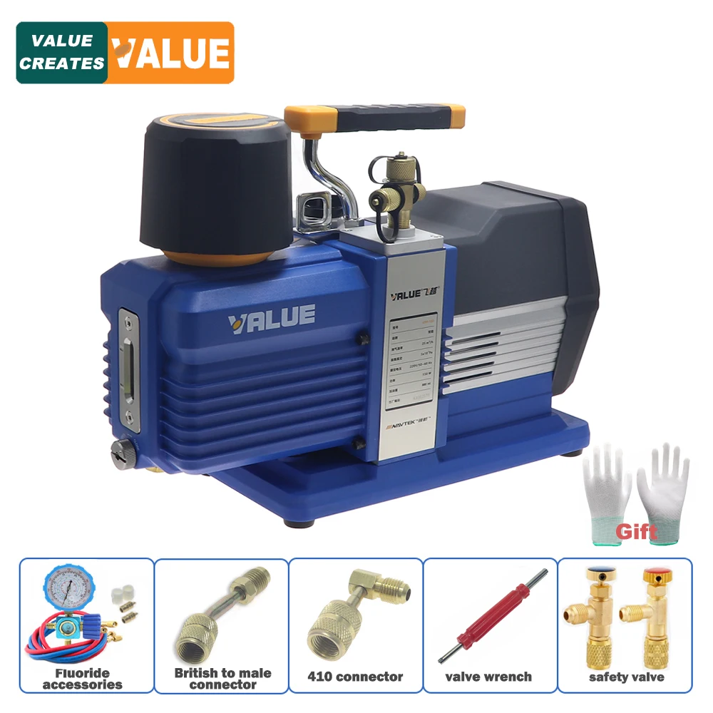 VALUE VRP-15D Vevor 진공 펌프, 에어컨 펌프, R32 진공 펌프, 2 단계 자동 에어컨 리필 키트, 220V, 15CFM 3/4HP