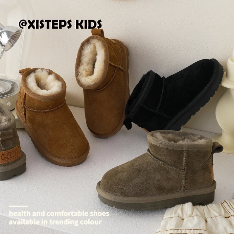 

Vintage Thicken Plush Snow Boots For Children Girls Boys 2023 Winter Warm Ankle Boots 1-12Y Toddler Outdoor Shoes Infant Botas