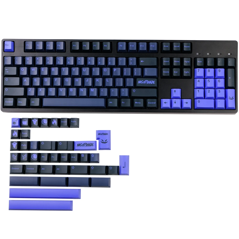 Gmk Nightshade Keycap Grupo Teclado Gaming Mecânico Dye-sublimação Pbt Keycaps Perfil Cereja Iso Enter 142 Chaves Side - Imagem 2
