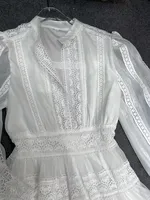 فستان نسائي مطرز VGH بفتحات واسعة وأكمام طويلة وخصر عالي فساتين نسائية أنيقة جديدة 1