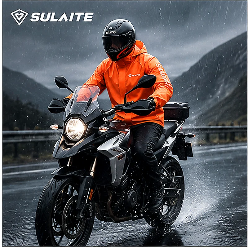 SULAITE SLT0901 경량 방수 오토바이 레인코트 남성용 후드형 통기성 TPU 라이딩 레인 재킷 아웃도어 투어링 기어