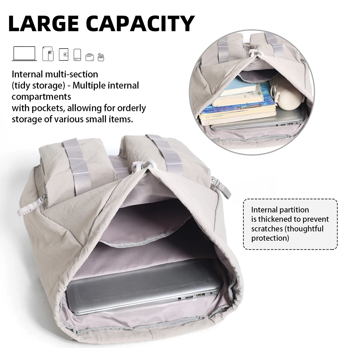 Drawstring Backpack for Women 2025 New Fashion Versatile Travel Lightweight Backpack Small Commuter Waterproof Small School Bag Couple Student Class