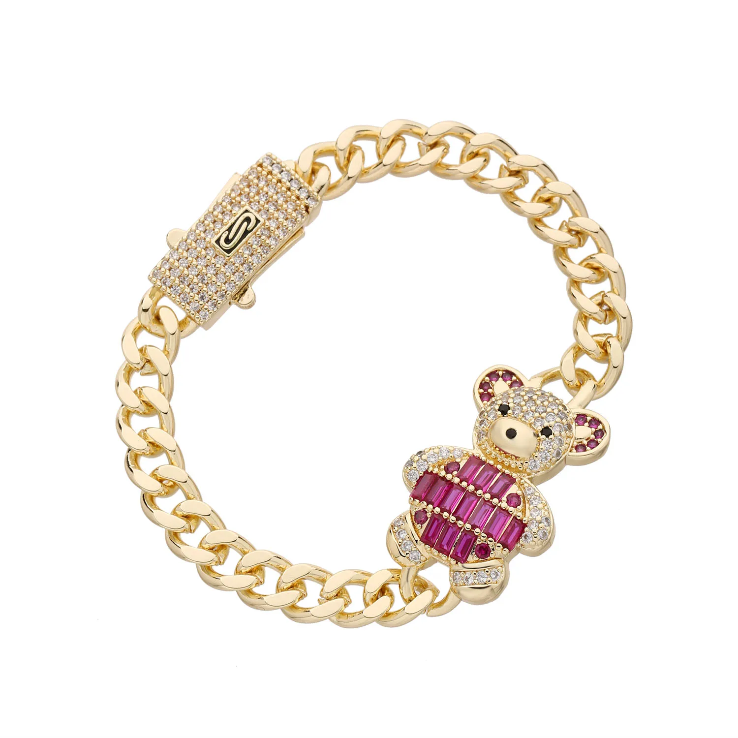 Original and Cute Teddy Bear Women's Bracelet CZ Crystal Animal Bracelet Engagement Party Gift Daily Necessities
