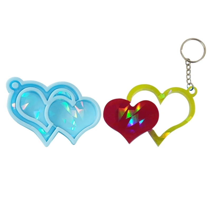 Moules en forme de cœur pour pendentif porte-clés, en Silicone, lumière et ombre, bricolage, ornements, artisanat, cadeau de saint-valentin, K3ND