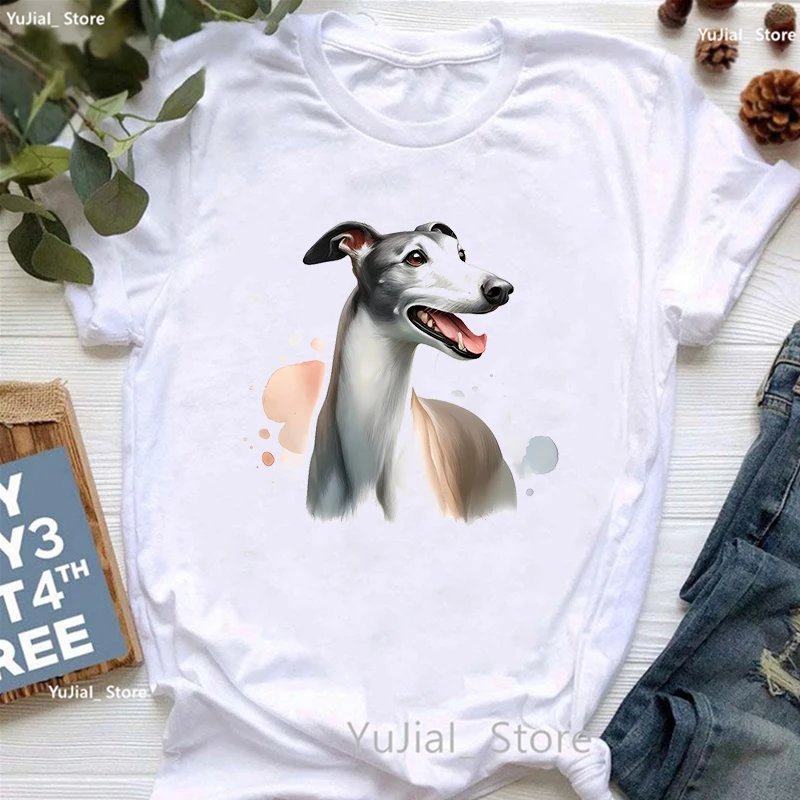 Windhund Tier Gedruckt T Shirt Mädchen Sommer Mode T-shirt Frauen Kawaii Hund Liebhaber T-Shirt Weibliche Harajuku Shirt Streetwear – Detail 5