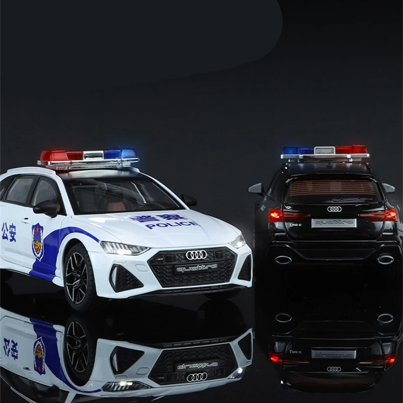 1/24 Audi RS6 Avant Station Wagon Alloy Car Model Diecasts Metal Toy Police Vehicles Car Model Simulation Sound Light Kids Gifts