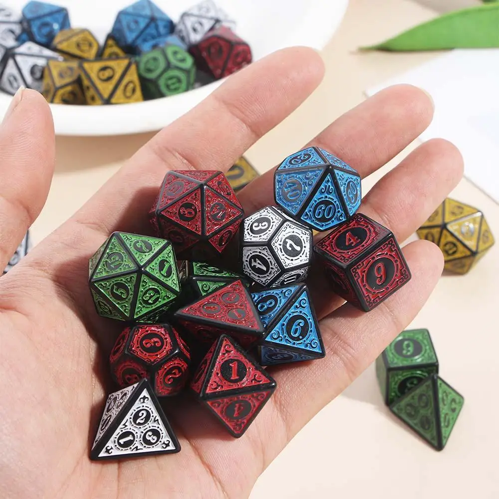 

Game Toys Resin Number Desktop Family Party Board Games Polyhedral Dices Carved Pattern Dice Set 7pcs Dice Set Game Dice