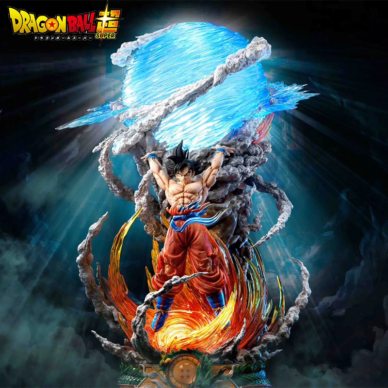 

Anime Dragon Ball Son Goku Figures GK Super Spirit Bomb Son Goku Action Figures With Light PVC Model Collection Halloween Toys