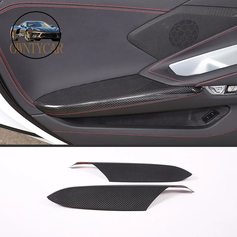 

Real Carbon Fiber Car Inner Door Armrest Panel Decoration Cover Frame Stickers For Chevrolet Corvette C8 Z51 Z06 2020-2023