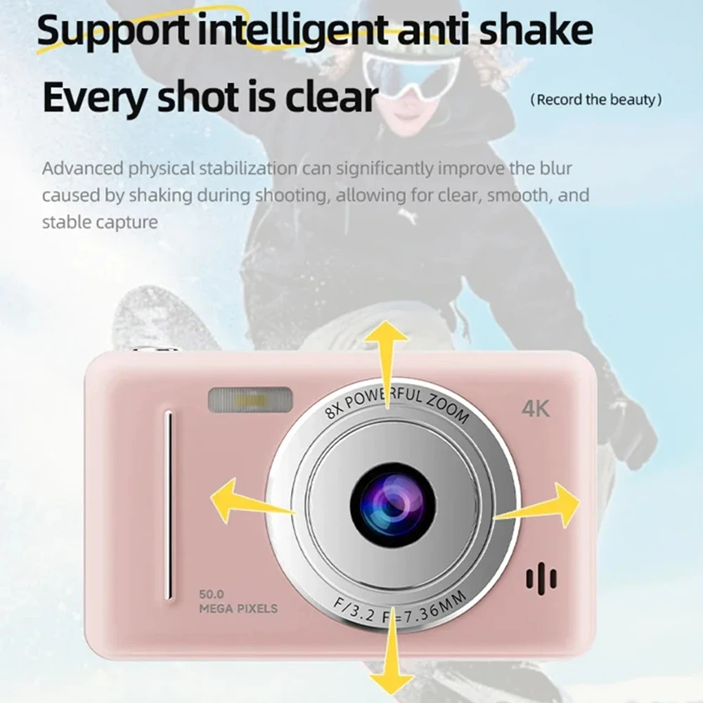 4k Digital Camera IPS HD 50MP CCD Camera 2.4" Autofocus Vlogging Student Camcorder 8X Dual Cam and LED Flash Video Photo Filming - 4
