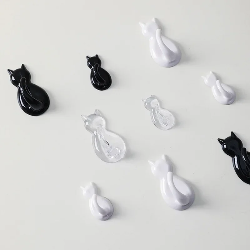 

Cat Tail Hook Creative Punch Free Hook Kitchen Porch Bedroom Bathroom Storage Traceless Cute Cat Hook