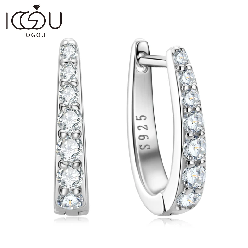 

IOGOU Real D Color Moissanite Hoop Earrings 925 Sterling Silver Woman Fashion Jewelry 2022 Wedding Birthday Christmas Gift