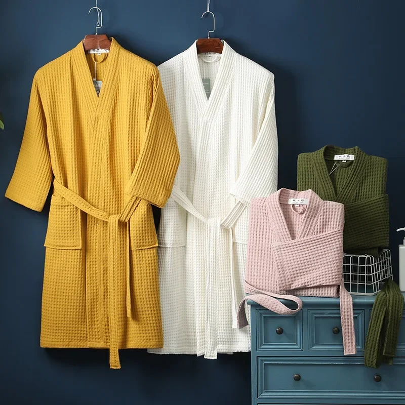 Men Women Cotton Terry Bathrobe Suck Water Towel Sleepwear Spa Hotel Long Bath Robe Kimono Plus Size Dressing Gown Lovers