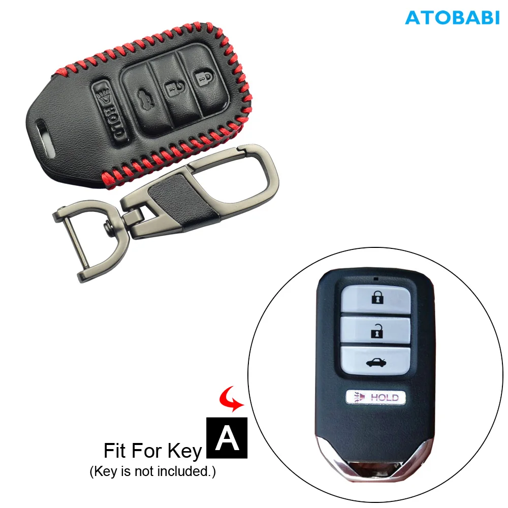 Ontto 3-Button Key Fob Cover Fit For Honda Smart Remote Key,Leather Key Protector Car Key Housing For Accord Civic CRV HRV Pilot Odyssey Passport Intelligent Key Blue - View #7