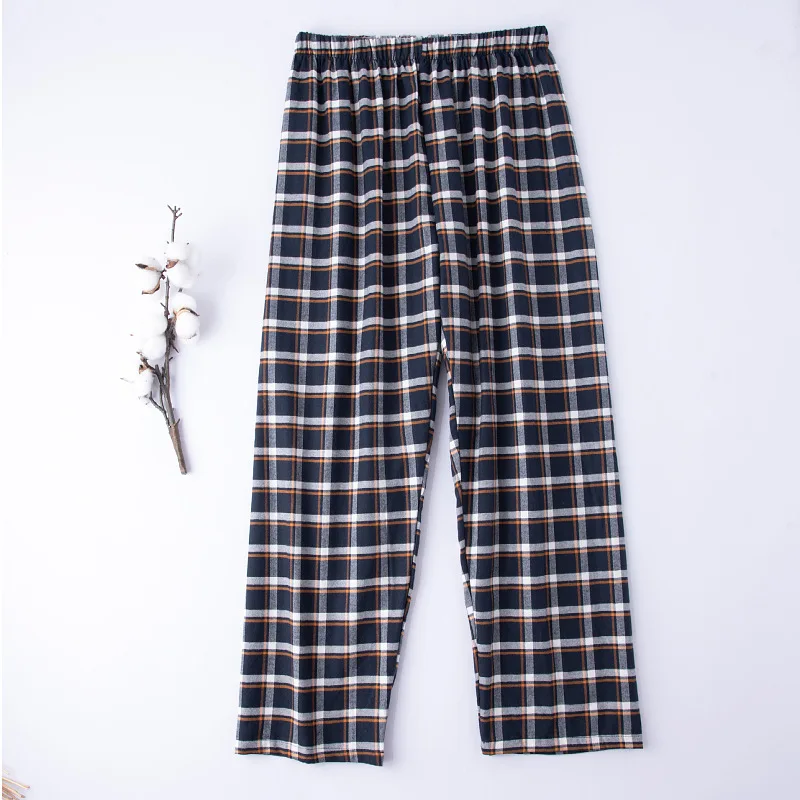 Autumn Cotton Pajama Pants for Men Home Wear Loose Pajama Pants Red Black Men Plaid Winter Sleepwear Pijamas Bottoms Wholesale