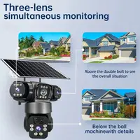 Caméra IP Wifi 15MP, caméra solaire extérieure, 3 objectifs, 3 écrans, zoom 10X, détection humaine PIR, vision nocturne, sécurité CCTV 3