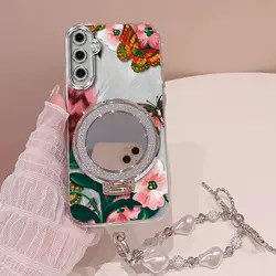 Vivid Flowers Bracelet Holder Phone Case Cover - Galaxy M34 5G (Silver)