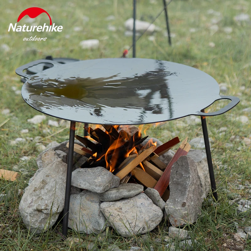 Naturehike Outdoor 5.3KG Large Baking Pan Camping Barbecue Picnic Cast Iron  Cookware Frying Baking Uniform Heating Barbecue Tool - AliExpress