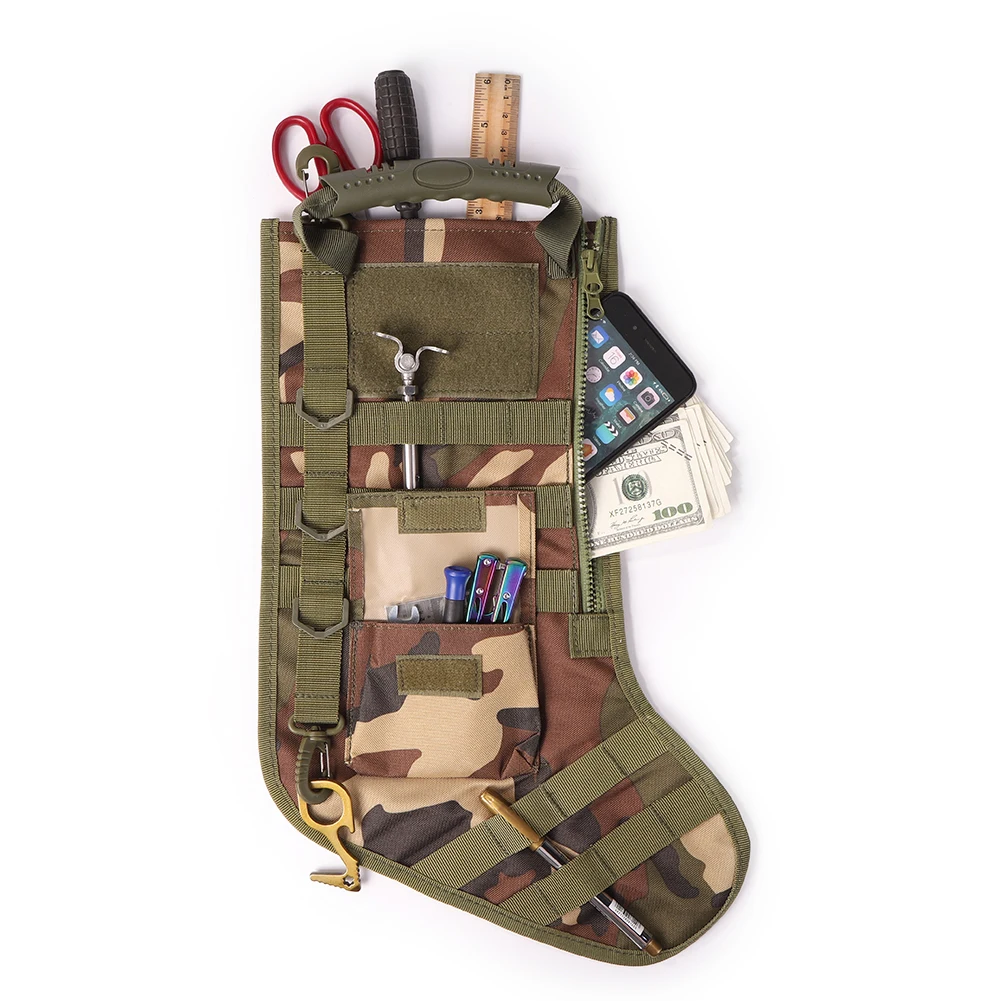 Christmas Pendant Stocking Pack Oxford Cloth Combat Storage Pack Multi-Pocket for Outdoor Hunt Camping Hiking