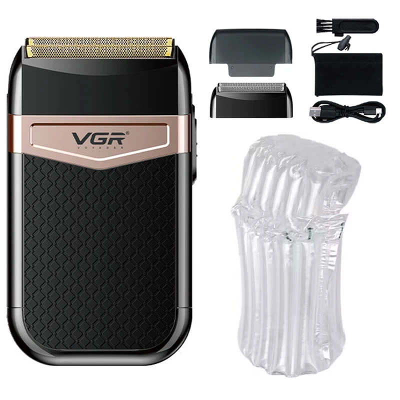 VGR Rechargeable Hair For Men Powerful Shaver Beard Electric Razor Bald Head Shaving Machine With Extra Mesh_voghion.com
