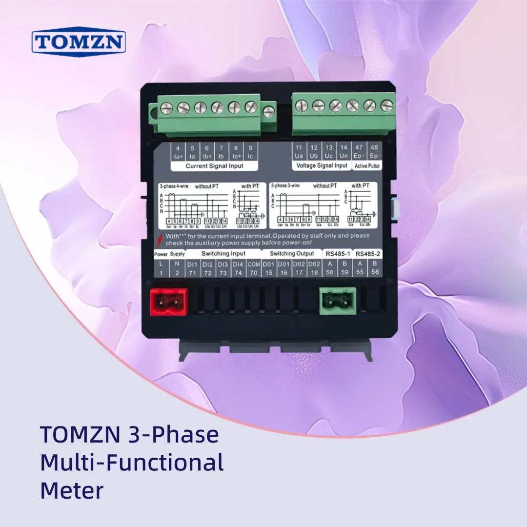 TOMZN 3상 4선식 다기능 계측기 | RS485 번호 보호 전압/전류/무효역률/무효무효력률 모니터링
