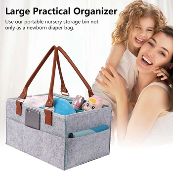 Borsa per pannolini in feltro Borsa per pannolini in feltro portatile Borsa per pannolini in feltro per uso domestico Borsa per mamma per prodotti per bambini