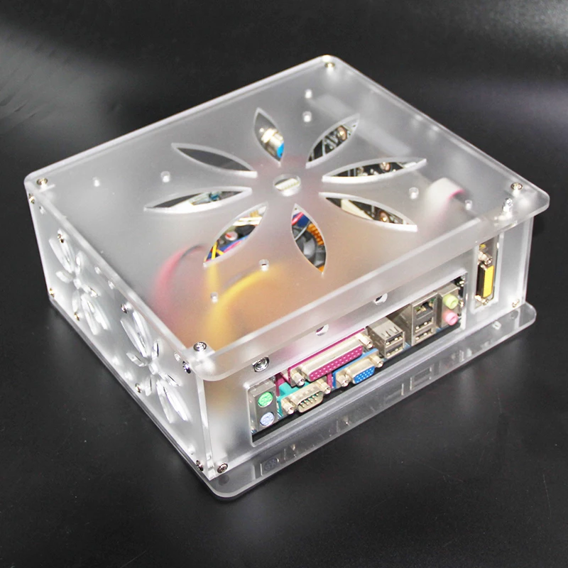 Mini itx computer case Acrylic frosted transparent chassis Personalized key cap switch design supports Graphics network card