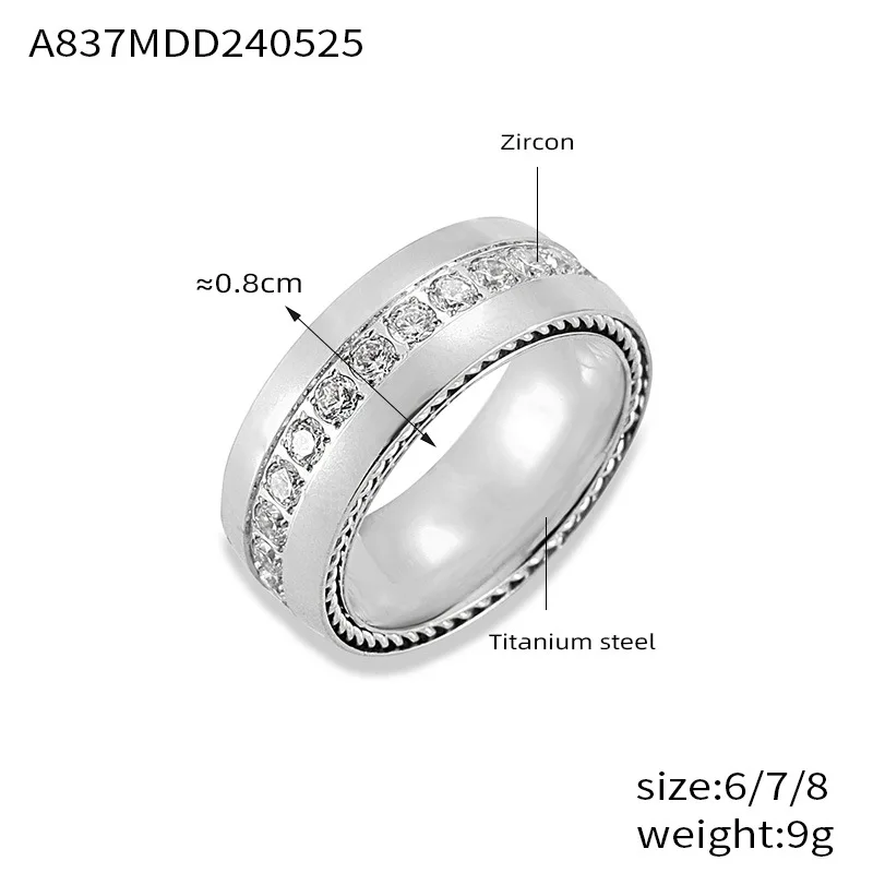Luxuriöser Zirkon-Ring für Damen 316L Edelstahl Vergoldet Runder Paar-Verabredungsring Vintage Wasserdichter Schmuck Geschenk – Detail 3