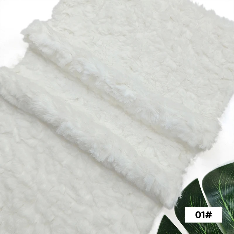 Sale Imitation rabbit fur plush 25x45 cm Soft and fluffy embossed fabric 100% polyester Handmade Sewing Material